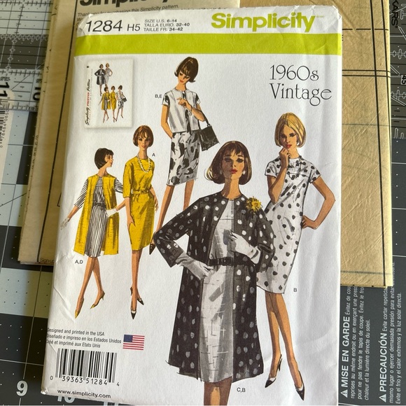 Simplicity 1284 Sewing Patterns 1960's Vintage Style Dress, Coat Sz 6-14 UNCUT - Picture 6 of 7